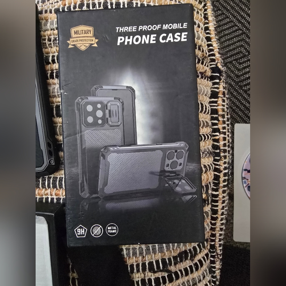 Black Three Proof Mobile Phone Case For Samsung Galaxy S24 Ultra